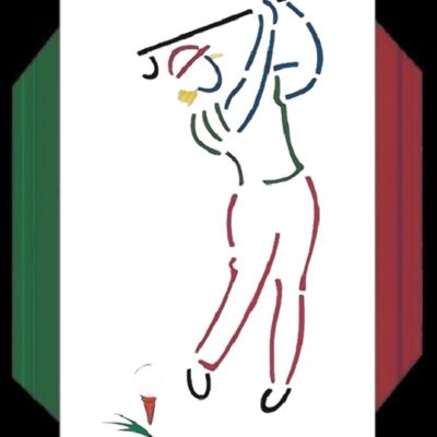 Golfspieler - Spiegelobjekt Rahmen mit Leder